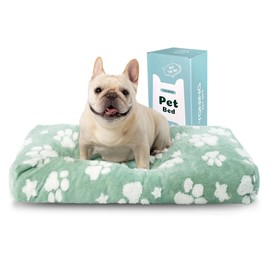 Yaning Dog Beds for Small Medium Dogs, Cute Thick Dog Bed for Crate Kennel, Fluffy Pet Bed with Removable Washable Cover and Anti-Slip Bottom, 30"x 20", Green Paw
