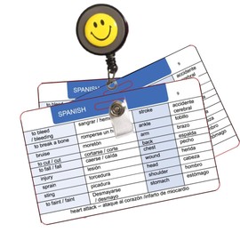 Spanish Medical Term Badge Card Hospital - Spanish for Assessment, procedures, Test, Diet, Communication in Hospital - Nurse, Nursing Student,PCT, CNA, MA, MA, EMT, EMS - 3 Cards Both Sided