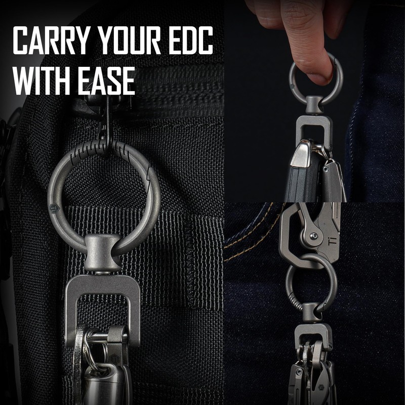 KeyUnity KA36L Titanium Side Print Keychain, Minimalist Keychain with Quick
