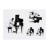 4 x 'Minimalist Jazz Pianist' Temporary Tattoos - Water Resistant,