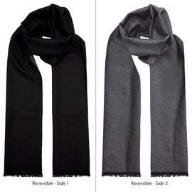 Jacob Alexander Men's Solid Color Woven Viscose Double Scarf - Black/Carbon Gray
