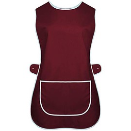a2z workwear Ladies Black Tabards with Pocket Side Button Fastening Catering Apron Cooking Cleaning (Wine, S)