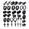 Unbranded 15 Pairs Stainless Steel Earrings, Black Hoop Dangle Stud