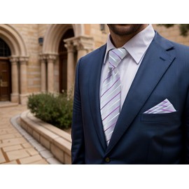 S&W SHLAX&WING Men's Necktie Set, Long Necktie, Pocket, Square, Combo Included, Large and Tall, B37-XH