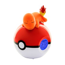 Teknofun - Leuchtender Wecker Pokémon - Salamèche Schläft Auf Einem Pokéball - Multifunktions - Gibt Zeit und Dekor - Orange, Rot und Weiß - Für Kinder, Sammler