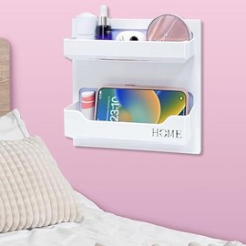 Floating Shelves for Bedside Shelf Accessories Organizer, Wall Mount Self Stick On, Cute Room Decor Aesthetic, Girls Room Decor, Cool Stuff For Bedroom Storage And Organization, Bedside Wall Organizer - Model: Classic Design