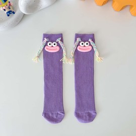 Funny Crazy Socks, 3D Novelty Socks for Boys and Girls, Cartoon Cute Socks for Christmas Stocking Stuffer Gag Gifts Purple