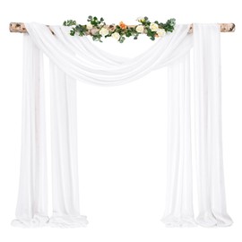 Showgeous Wedding Arch Draping Fabric 1 Panel 28" x20Ft Cream White Chiffon Fabric Drapery Wedding Arch Drapes Chiffon Sheer Backdrop Curtains for Arbor Wedding Archway Ceremony Ceiling Decorations