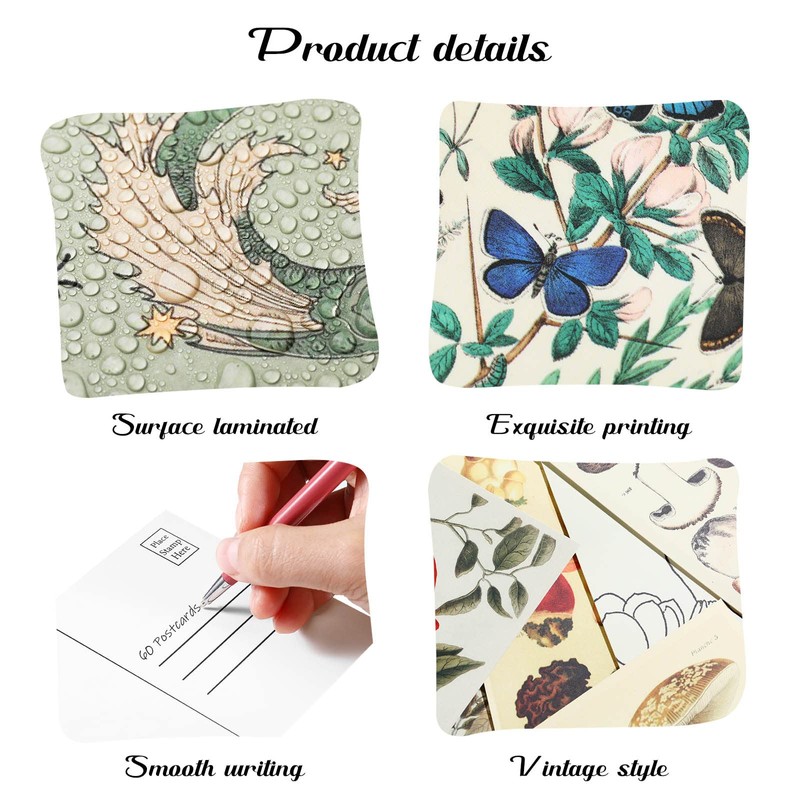 Gersoniel 60 PCS Vintage Collection Postcard Set Retro Style Botanical