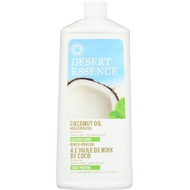 Desert Essence Coconut Oil Mouthwash- Alcohol & Sugar-Free - Coconut Oil & Tea Tree Oil Mouthwash for Adults & Kids 6+ - Promotes Gum Health, Fresh Breath, Soothing