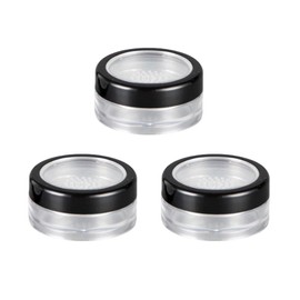 3Pcs 10g Empty Clear Plastic Face Powder Case with Sifter and Black Rimmed Screw Lid Refillable Loose Powder Blusher Box Sample Jars Travel Makeup Cosmetic Container