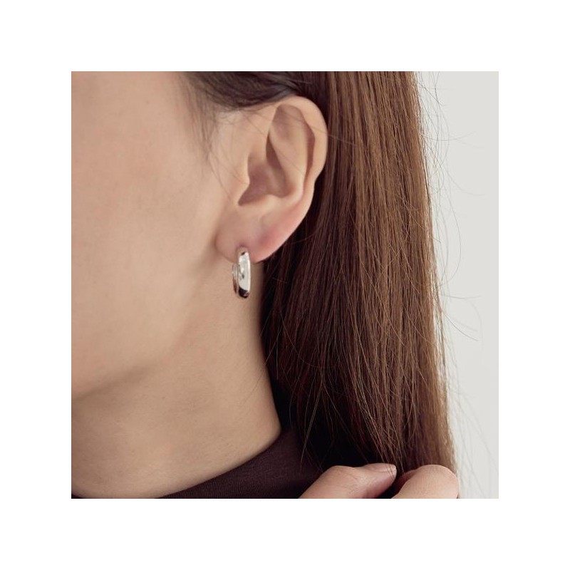 Basic one touch silver earrings (19mm) OTE124703N plating color /