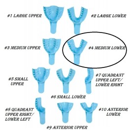 Defend Disposable Impression Trays Dental Size #4 medium lower Perforated 36 pack Blue