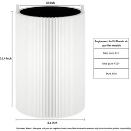 Air Filter Replacement for Blueair Blue Pure 411 Air Purifier Filter Compatible with Blueair Blue Pure 411 + & Mini Air Purifiers