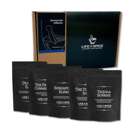 Life of Spice Gourmet Salt Collection | Flavoured Sea Salts | 375g | 5 Unique Salts with 3 Recipe Cards | Finishing Salt | Brilliant for Pizza, Pasta, Mexican, Asian and French dishes | Great Gift