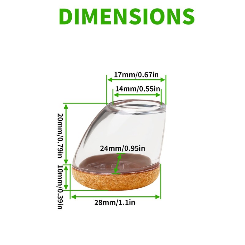 24 PCS Small Chair Leg Floor Protectors for Hardwood Floors,