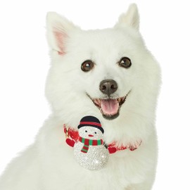 Blueberry Pet Christmas Snowflake Adjustable Dog Collar with Snowman Décor, Large, Neck 18"-26"