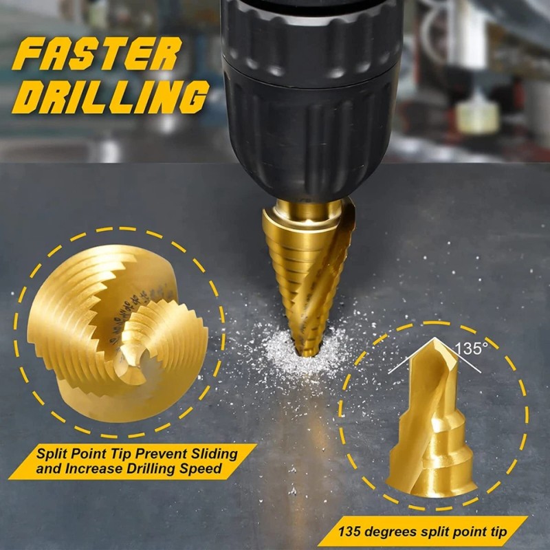 TITANIUM Step Drill Bit Set Unibit Industrial Reamer reaming 28