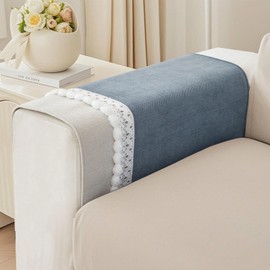 VClife Backrest Cover Armrest Cover Anti Slip Couch Covers, Denim Blue Herringbone Armrest Covers for Sofa Chair Recliner, Washable Chenille Sofa Protector, 27.6x27.6 inch (Only 1 Piece)