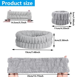 Spa Wristbands Headband Set,3 PCS Spa Headband,Face Wash Headband Wrist Band,Makeup Skincare Headband Wrist Bands,for Face Washing, Spa,Shower, Makeup Removal Hair Accessories(grey)