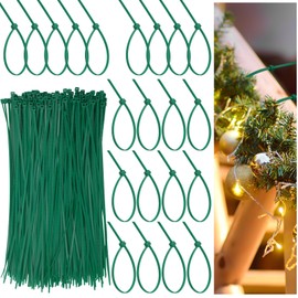 Windyun 200 Pack Christmas Garland Ties Nylon Banister Garland Holder Christmas Dark Green Zip Ties Straps Self-Locking Tie Wraps for Xmas Tree Wreath Stairways Railings Decoration, 12 Inch