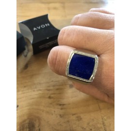 Avon Mens Stainless Steel Lapis Ring Size 11 New In Gift Box