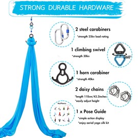 9 Yards Aerial Silks Yoga Swing Set - Aerial Yoga Hammock Kit Anti-Gravity Flying for Fitness, Low/Non Stretch Nylon Tricot Fabric Hardware Included for Dance