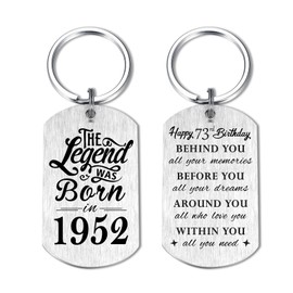Yobent 73rd Birthday Gifts for Men 1952, 73 Year Old Birthday Gifts for Women, Happy 73rd Bday Keyring Him Her, The Legend was Born in 1952