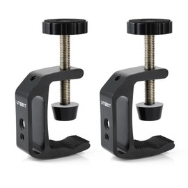 UTEBIT Universal C-Clamp for Desktop Mount Holder, 3.7"-5.7" C-Clamp Aluminum Support Clamp with 1/4" and 3/8" Thread for Desktop Mount Tables Desk, Black (2 Pack)