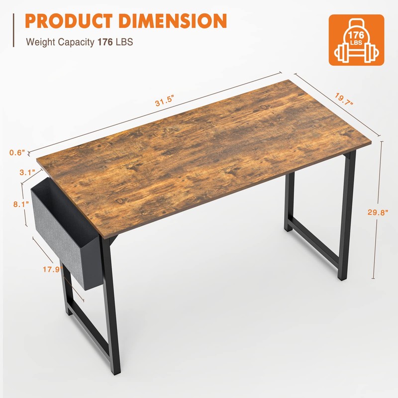 Sweetcrispy Computer 31 Inch Writing Office Small Space Desk Study