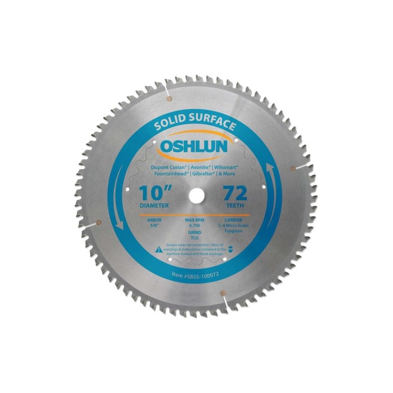 Oshlun SBSS-100072 10-Inch 72 Tooth TCG Saw Blade with 5/8-Inch
