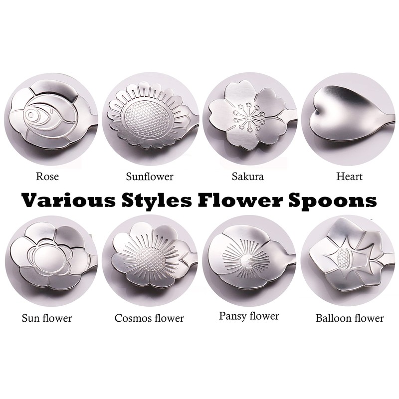Flower Spoon Coffee Teaspoon Set, ESRISE Stainless Steel Tea Spoon