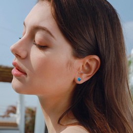 ChicSilver Square CZ December Birthstone Earrings for Women Birth Stone Jewelry 925 Sterling Silver Cubic Zirconia Ear Studs Hypoallergenic