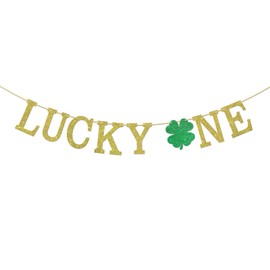 ShuanQ Lucky One Banner - St Patrick's Day Clover Garland for First Birthday Party Supplies - Shamrock Baby Shower Decorations