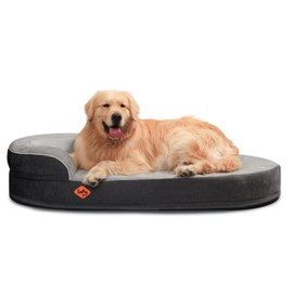 Laifug Memory Foam Oval Dog Bed (54x36x12Inches, Grey), Orthopedic Dog Bed for Dogs with Durable Waterproof Liner & Removable Washable Cover & Nonskid Bottom