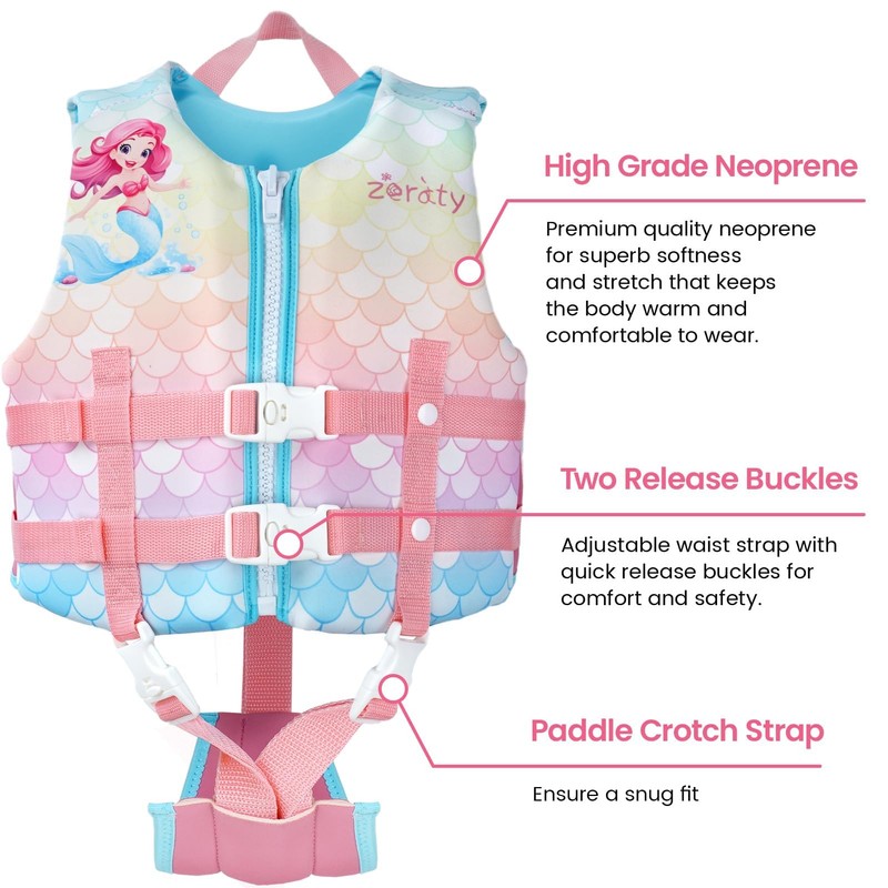 Zeraty Children's Life Jacket Swimming Jacket for Toddlers with Adjustable