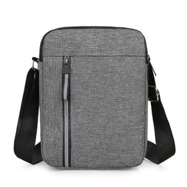 FuninCrea Mens Shoulder Bag Small Messenger Bag with Zipper and 4 Pockets, Waterproof Small Crossbody Bag for Men Sling Bag with Adjustable Shoulder Strap for Working Travelling (Grey-2)