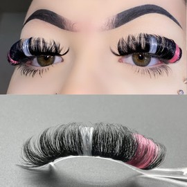 Miss Kiss Russian D Curl Eyelashes Pink Silver Color Manga False Eyelash Cat Eye Lash Wispy Faux Mink Eyelash Natural Look Fake Lashes 1 Pair