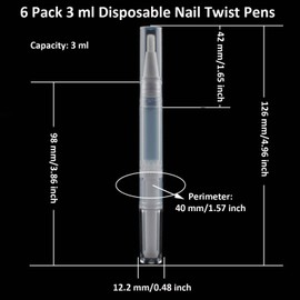 Paifeancodill Transparent Twist Pens, 6 Pack 3 ml Disposable Nail Twist Pens, Empty Nail Oil Pen with Brush Tip, Cosmetic Container Pen, Lip Gloss Container Applicators Eyelash Growth Liquid Tube
