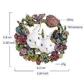 Vintage Rabbit Rhinestone Wreath Brooch Lapel Pins for Women Girls Fashion Crystal Bunny Animal Enamel Brooches Pin Dainty Cute Easter Day Party Friendship Clothes Accessory Jewelry Gifts Birthday
