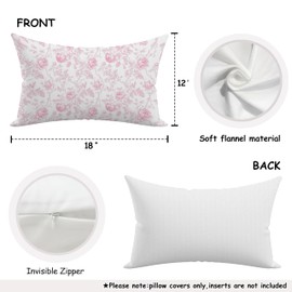 XUISWELL820 Pink Chinoiserie Floral 12x20 Pillow Cover, Vintage Pink Grandmillennial Chinoiserie Floral Cottagecore Accent Decorative Pillows Covers Room Decor