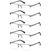 EYECEDAR 5-Pack Reading Glasses for Men Rectangular Metal Half-Frame Spring