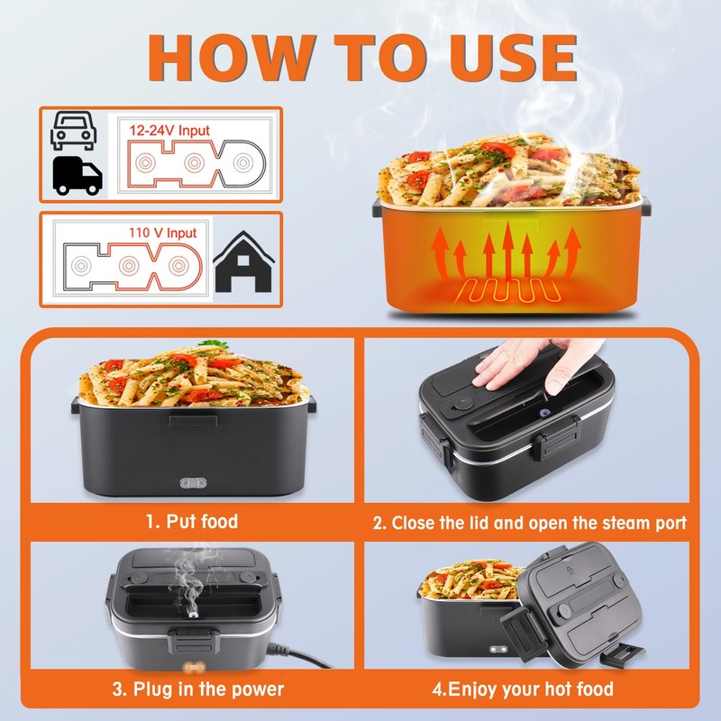 Nifogo Electric Lunch Box for Adults 100W with 2 Stainless