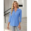 TICTICMISS Women's 3/4 Sleeve Tops V Neck T Shirts Zipper