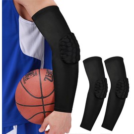 Padded Arm Sleeve Volleyball Arm Sleeves, 2 Pack Honeycomb Elbow Pads Elbow Braces, Basketball Sleeves Football Arm Sleeves (Black, XS)
