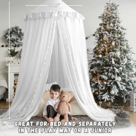 Avrsol Kids Bed Canopy - Princess Girls Fairy Dream Tent, Nursery Room for Crib Children Reading Nook Baby Crib Hanging Curtain Mosquito Net with String Lights, 40''x108''