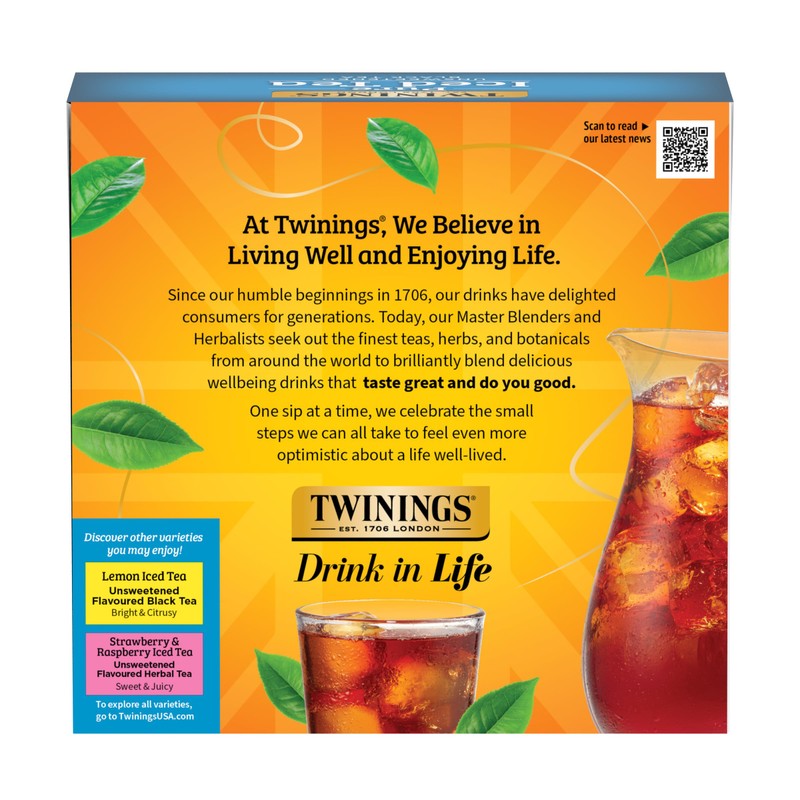 Twinings Black Iced Tea, 72 Oversized Tea Bags, Makes 18