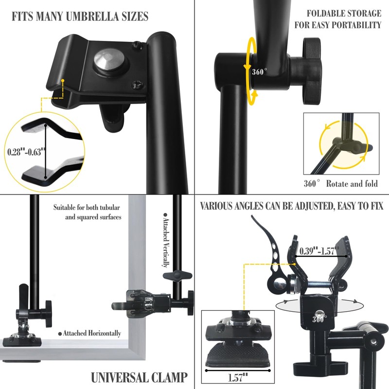 XLINGZA UPF 50+ Beach Umbrella with Adjustable Universal Clamp