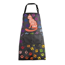 MBMSO Cat Lover Apron for Cat Mom and Dad Gifts Cat Grooming Apron Cat Gift All You Need Is Love and a Cat Apron with Pockets, Cat lover Apron-b, Standard