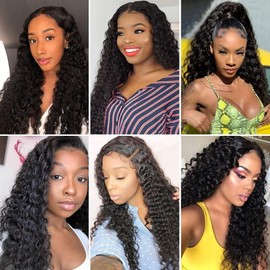 Zeslaerr Curly Human Hair Wig #1B Natural Color 5X5 HD Lace Front Wig No Smell Minimal shedding 100% Unprocessed Natural Hairline Glueless Human Hair Wigs Weave Weft 28 Inch